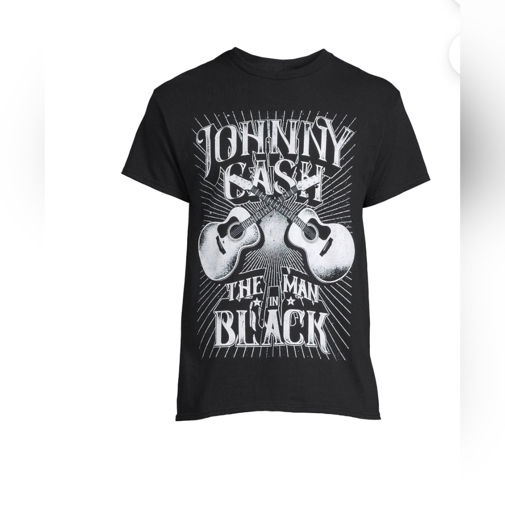 Johnny Cash NEW "The Man In Black" Graphic Tee, Black Cotton, Sizes L & XL